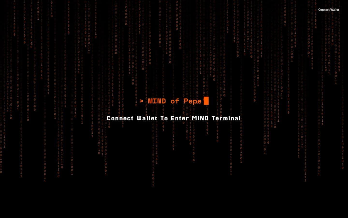 MIND Terminal sign-in screen with orange matrix rain